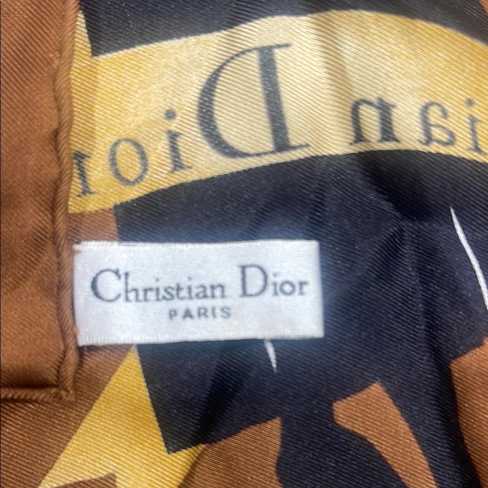 Dior Houndstooth and Brown Silk Scarf - Picture 5 of 6
